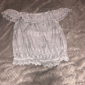 gray off the shoulder blouse